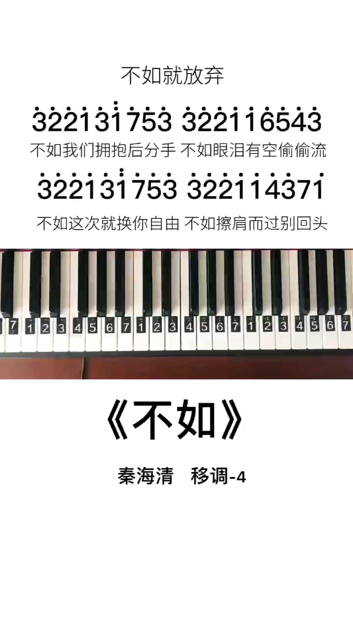《不如》钢琴简谱教程