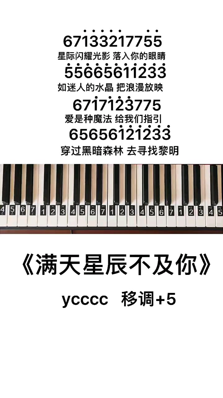 满天星辰不及你钢琴简谱教程钢琴谱演奏